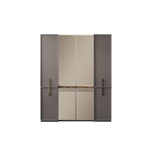 Kleiderschrank Schlafzimmerschrank Schrank Holzschrank Grau Spiegel-image