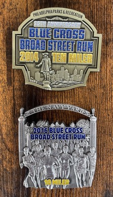 Philadelphia Broad Street Run 2014 & 2016 Finisher 10 Mile Medals Lot Of 2