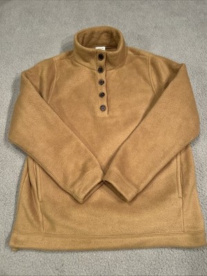 J.Crew Men s Medium Fleece Pullover Button Neck Camel Tan