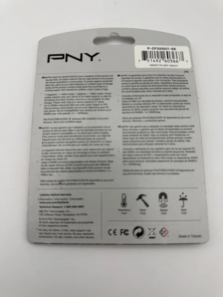 New Sealed PNY 32gb High Performance Compact Flash Card P-cf32gu7-ge 4K UDMA 7 - Image 3 of 4