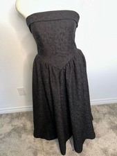 BHLDN Maxi Dress Size 10 Black Brocade Strapless Sweetheart Long Gown