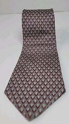 Vintage Metropolitan Museum of Art All Silk Necktie Red Blue Geometric Mens Tie