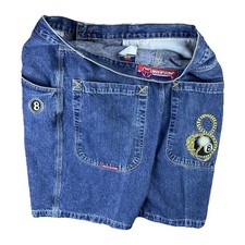 JNCO Jean Shorts Men Sz 38 8 Ball Golden Dragon Jorts Embroidered Y2K Grail VTG