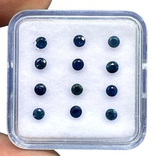 12 Pcs Natural Sri Lanka Blue Sapphire 2.6mm Round Diamond Cut Loose Gemstones