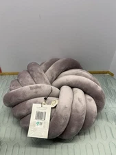 Willow Road 16” Round Knot Decorative Pillow – Purple Plush Throw Cushion