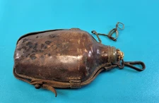 German Franco Prussian Model 1867 Feldflasche Glass Leather Cover Canteen TR527