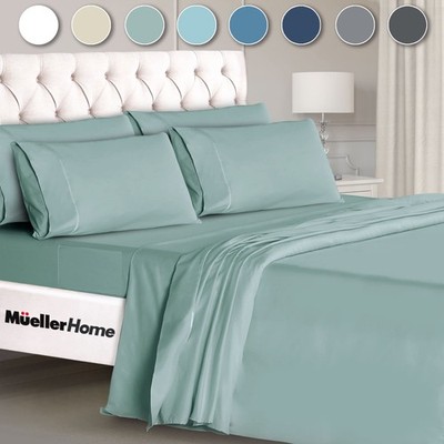Mueller Ultratemp Bed Sheets Set, Super Soft 1800, 6 Piece California King Sh...