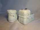 vintage Napcoware musical bassinet planter and bootie vase/planter, light blue — photo 2