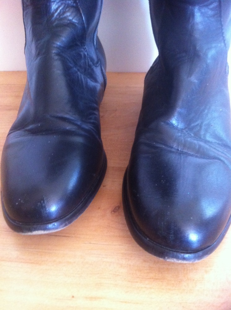 Ladies Black Leather VERA GOMMA Boots AUS Size 6 EU 37 Tall Zip Made In