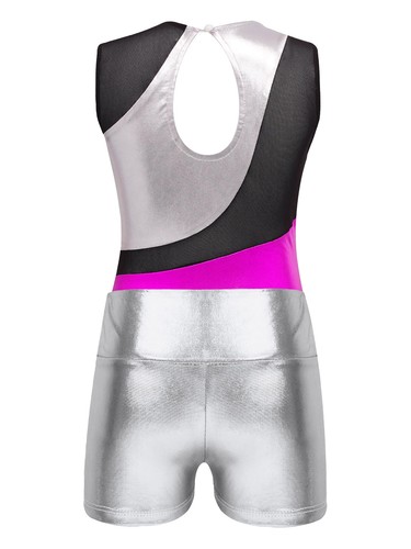 UK Kid Boys Girls Short Sleeve Gymnastic Leotard Ballet Dance Biketard Bodysuit - Picture 64 of 72