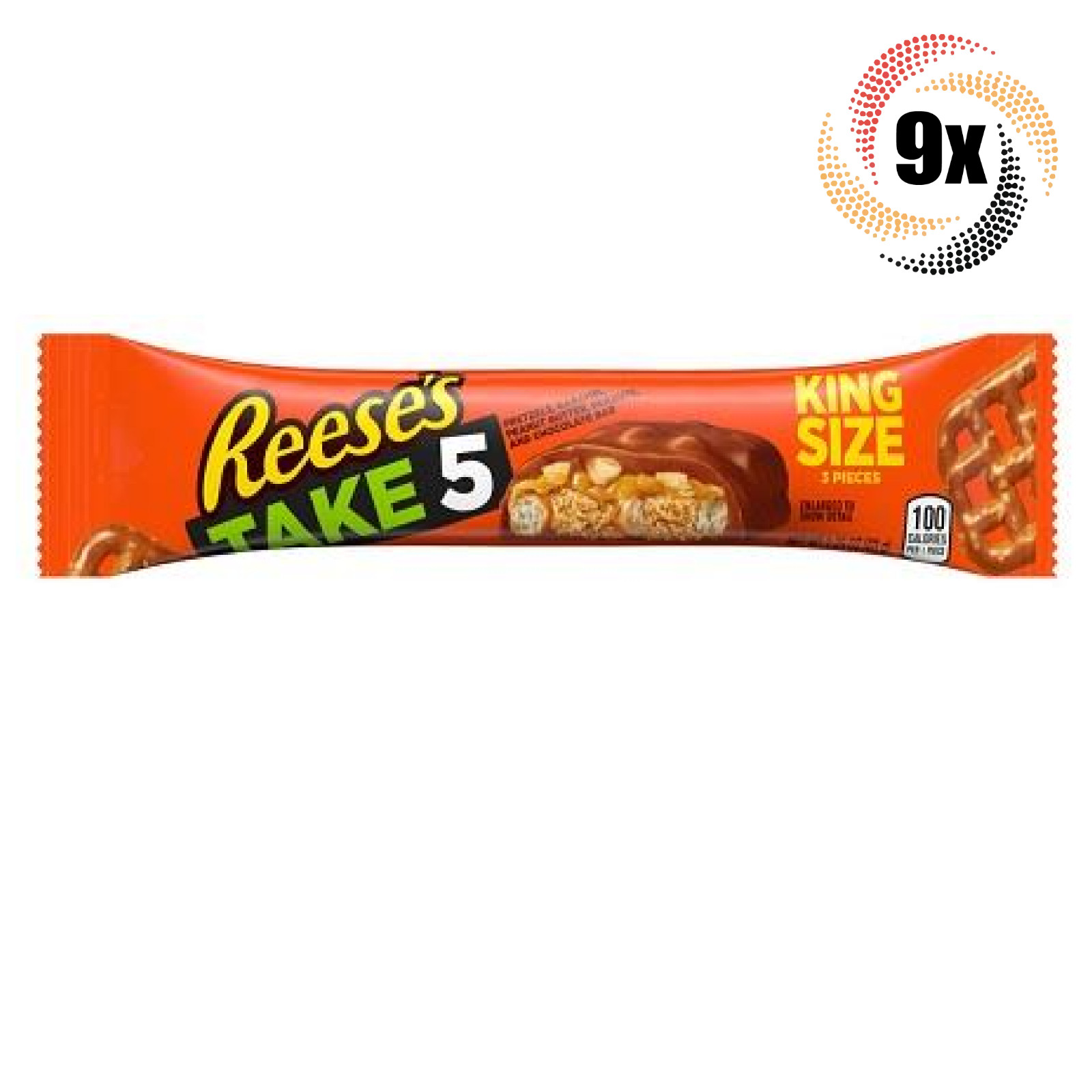 9x Packs Reeses Take 5 Pretzels Caramel Peanuts Chocolate King Candy | 2.25oz