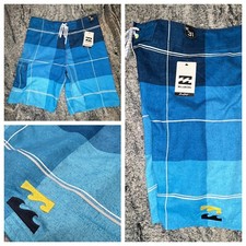 Billabong All Day X Plaid Board Shorts Men  s Size 31 Surf Swim Blue NEW
