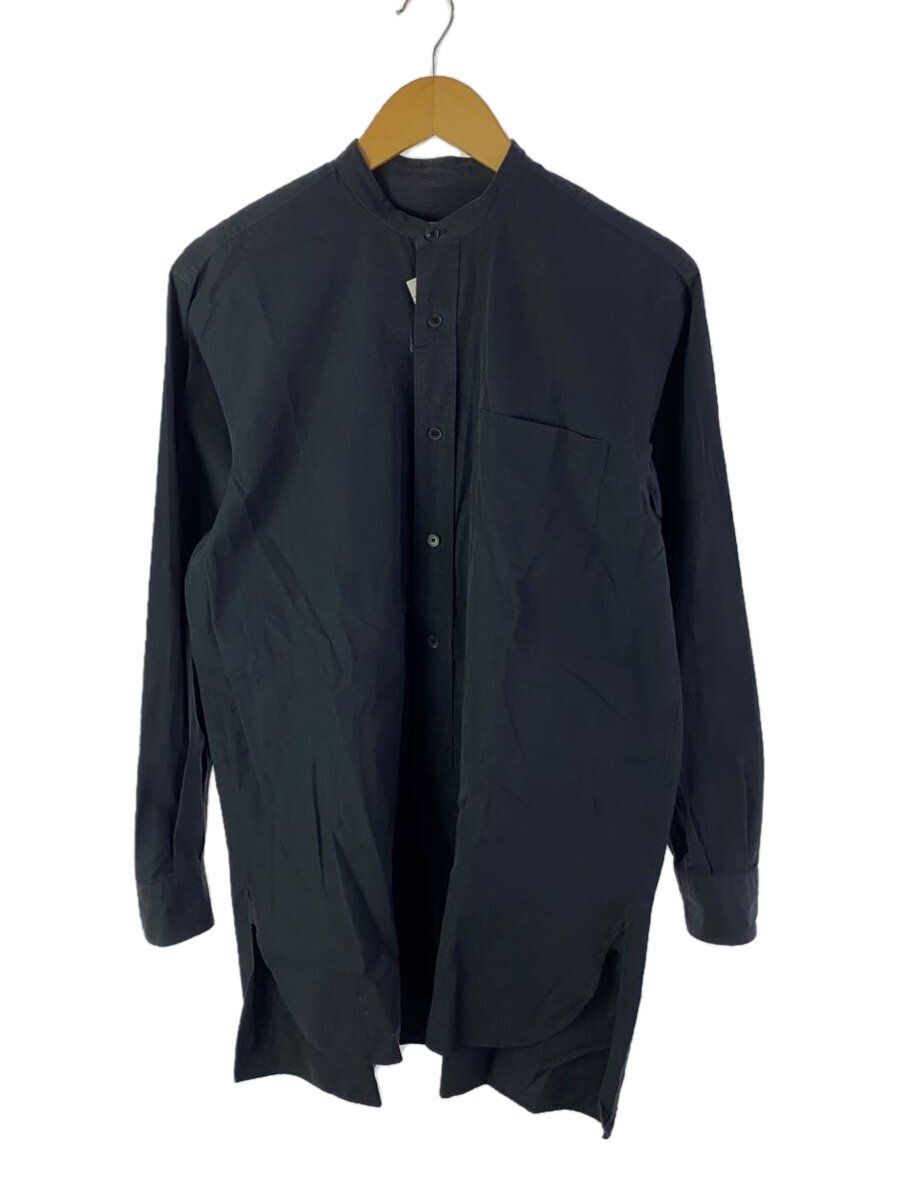 COMOLI long sleeve shirt band color collar 1 cotton Navy plain Q03 
