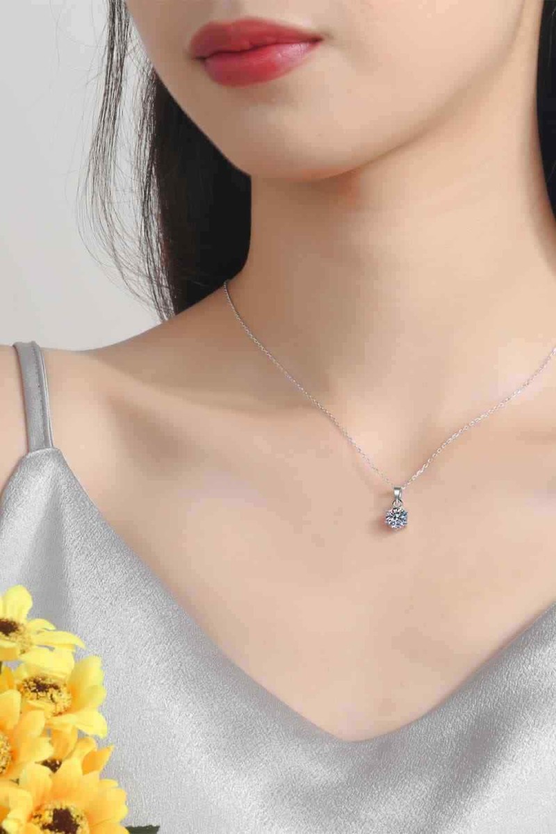 ★国内発送【TATIANA】(SILVER925)Moissanite 1 Carat Necklace 1 CT Real Moissanite Pendant Necklace For Women 925 Sterling