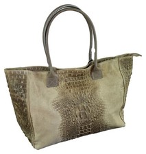 Echt Leder Shoppertasche Krokodil Natura - Rindsleder Wildleder Krokoprägung