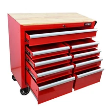 9-Drawer Tool Box Rolling Tool Storage Cabinet Garage Chest Wooden Countertops