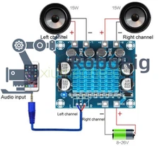 2*30W DC 8-26V 2 Channel Digital Audio Power Amplifier Board Audio Module NEW