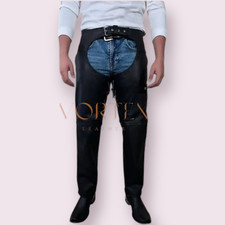 Men's Black Leather Chap Genuine Lambskin Leather chap Soft Leather Chap