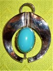 Vintage Necklace Pendant Silver Tone Faux Turquoise Retro design 1970's — photo 5