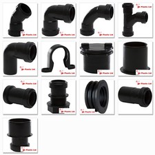 Polypipe 32mm Push Fit Waste Pipe Fittings in Black (actual size 34mm)