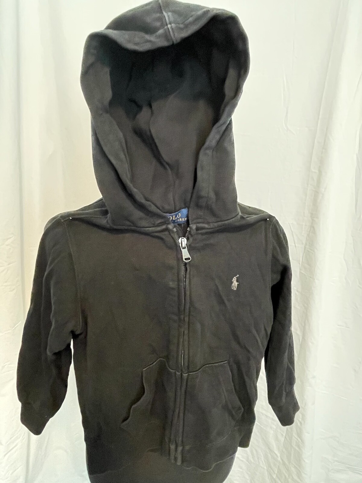 Polo Ralph Lauren Pony full zip nero grigio felpa con cappuccio giacca bambino taglia
