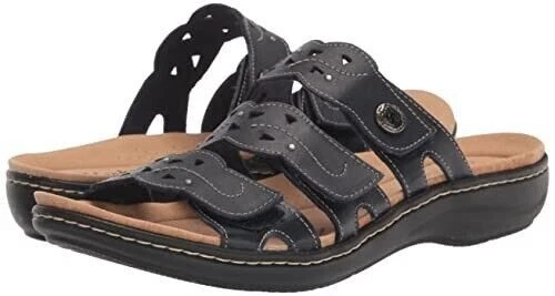 Clarks Laurieann Sandalo piatto eco pelle navy 10 Medio (2196) NUOVO