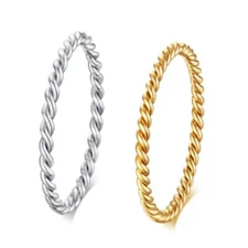 Womens Twist Ring Plain Wedding Band Fashion Jewelry Stainless Steel Size 5-9