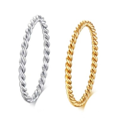 Womens Twist Ring Plain Wedding Band Fashion Jewelry Stainless Steel Size 5-9