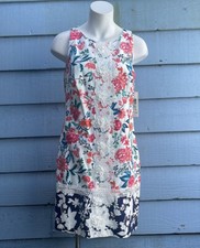 Eliza J Floral Shift Dress Embroidery Spring Pink Navy White