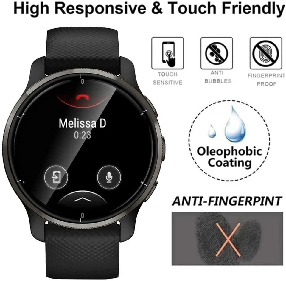 2x Película Protectora de Pantalla de Cubierta Completa 3D para Garmin Venu 2 Plus/Venu 2/Venu 1 Foto 3 de 4