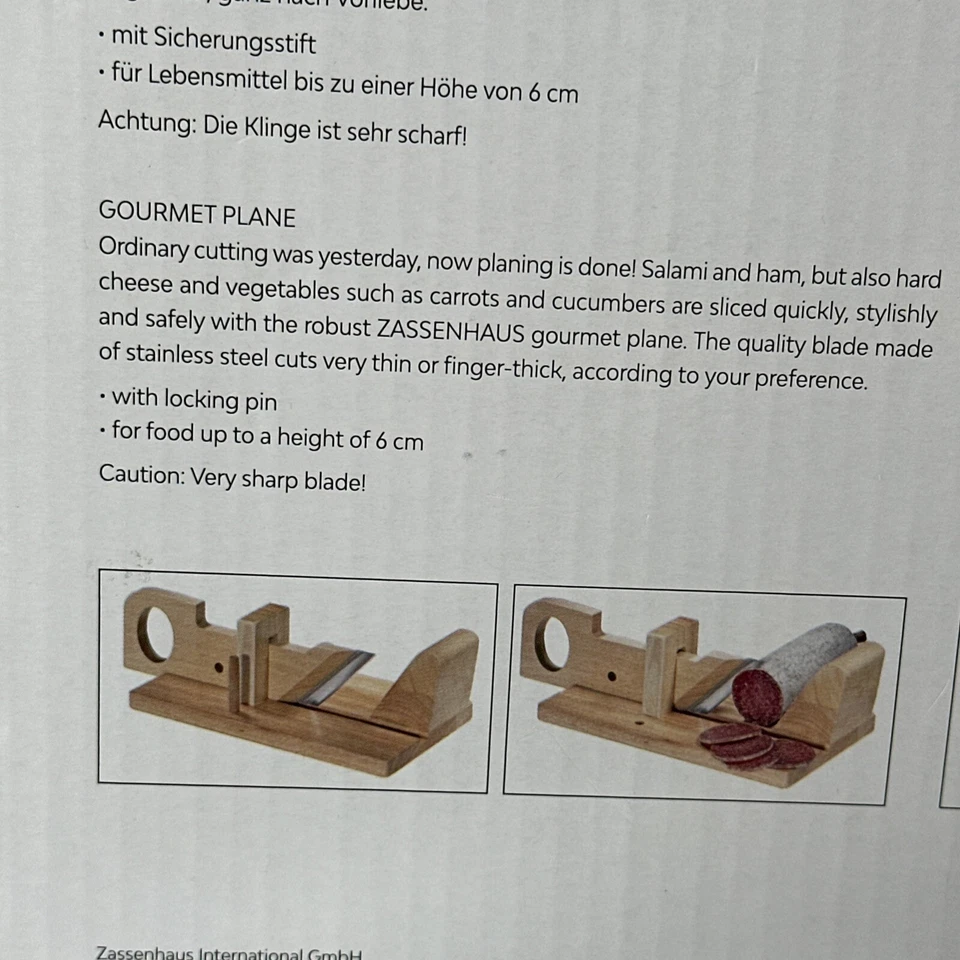 Zassenhaus Gourmet Charcuterie Slicer All Wood. New - Image 4 of 4