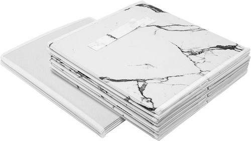 Sorbus Fabric Foldable Storage Cubes Organization - White Marble Design (4-Pack) - 第 6/8 張圖片