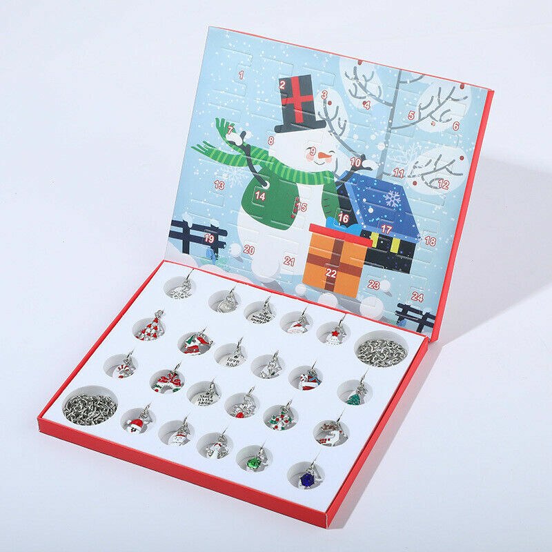 Advent Countdown Calendar Christmas Themed DIY Charm Bracelet Jewelry Gift  Set | eBay
