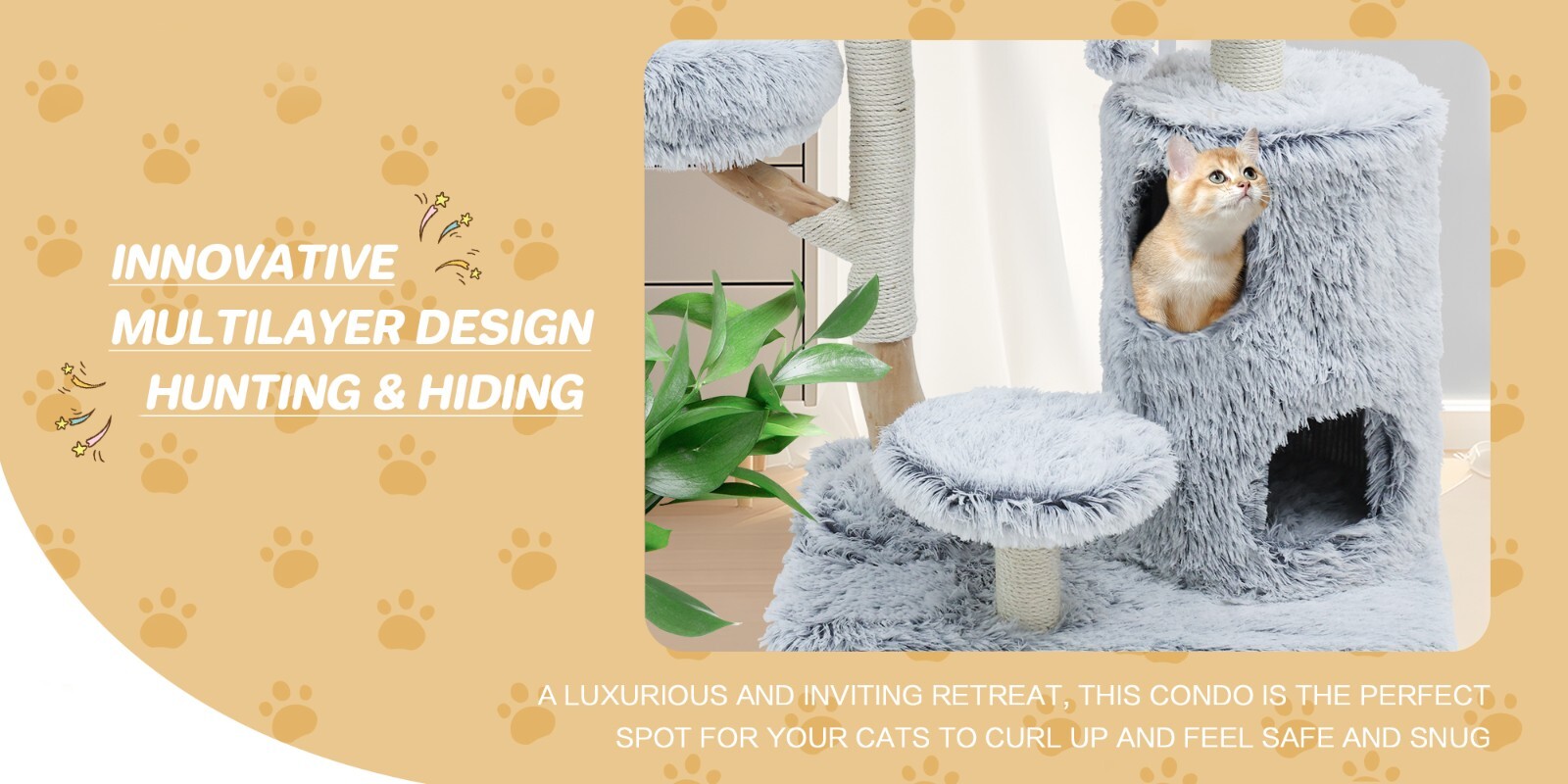 ZEOPHOL 52" Cat Tree Large Condo Pet Play Tower Cat Bed Furniture Scratch Post