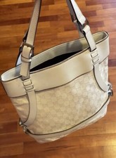 EUC GUCCI  Monogram Calfskin Tote White with ...