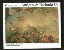 Antigua 1992 - Spanish Art Paintings - Souvenir Stamp Sheet - Scott #1569 - MNH