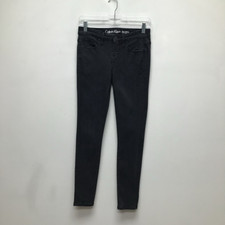 Calvin Klein Womens Skinny Jeans Black Stretch Pockets Mid Rise Zip Denim 2