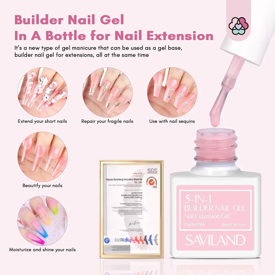 5-in-1 Builder Gel für Nägel 6PCS Aufbaugel für Gelnägel UV/LED Nagellack zum... - Bild 2 von 4