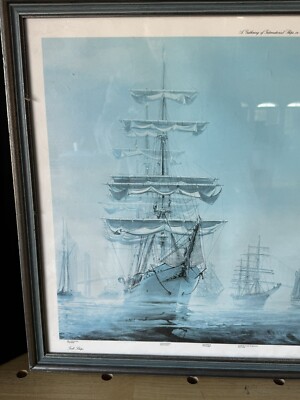 Gathering Of Ships In Newport Harbor 1976 Lithograph Print Kipp