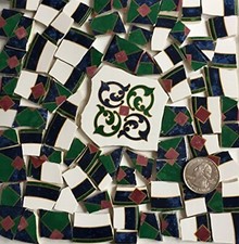 Broken China Mosaic Tile Arts and Craft Supplies - Blue Green Tiles T727
