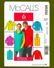 Hoodie, Jacket, Vest Sewing Pattern~Sportswear  (Plus Sizes XL-3XL) McCalls 5252