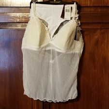 DONNA LOREN Cream Lace  Mesh Lingerie Babydoll  Panty NWT 55