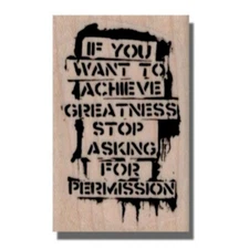 Banksy Achieve Greatness, Mounted Rubber Stamp, Words,Media,Collage,Art,Life,sm