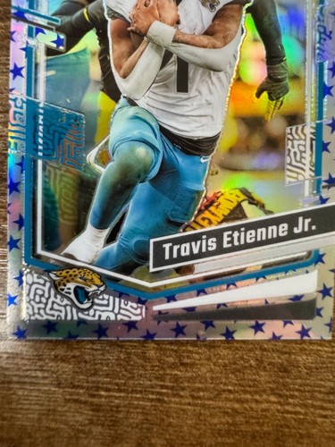 2023 Donruss Optic Travis Etienne Jr. Blue Stars Holo Prizm #86 SP Shortprint - Picture 6 of 8