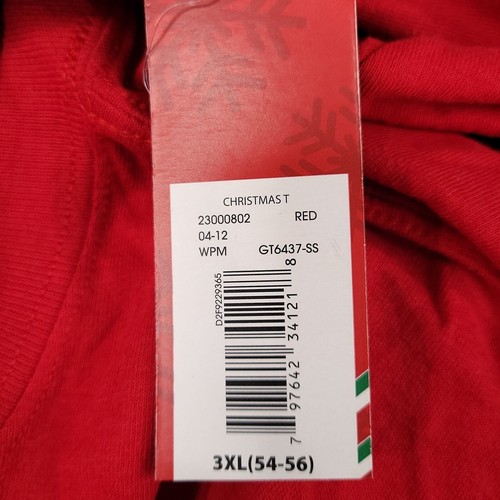 Men's Heavy Cotton Christmas Holiday Short Sleeve Santa Claus Shirt Red Size 3XL - Picture 6 of 10