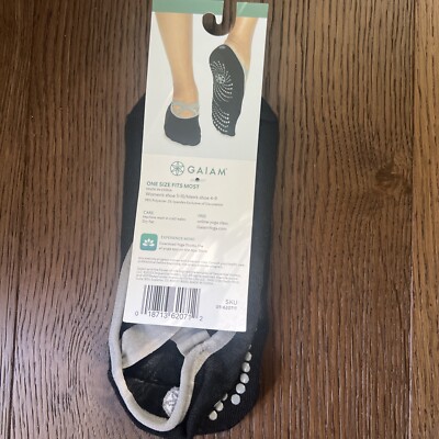 Chaussettes De Yoga Gaiam – Grip Antidérapant – Noir/gris – Taille M/L – Unisexe – Neuves Sans Emballage