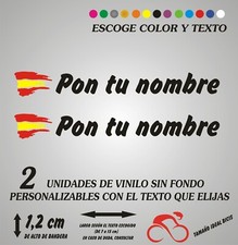 2 Pegatinas Bandera de España y Nombre personalizables Vinilo Bicicleta