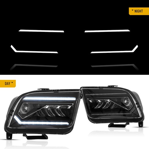 VLAND 05-09 Ford Mustang GT Base LED DRL Headlights Projector Lamps Sequential - Picture 10 of 16