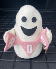     Felt Smiling Ghost W/BOO Banner Halloween Pinkoween Weighted Bottom NEW