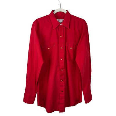 Vtg H BAR C RANCHWEAR Western Button Up Shirt Men s Sz 16/35